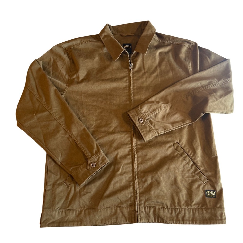 RVCA Mens Brown Dayshift Full Zip Canvas Workwear chore coat Jacket XL
